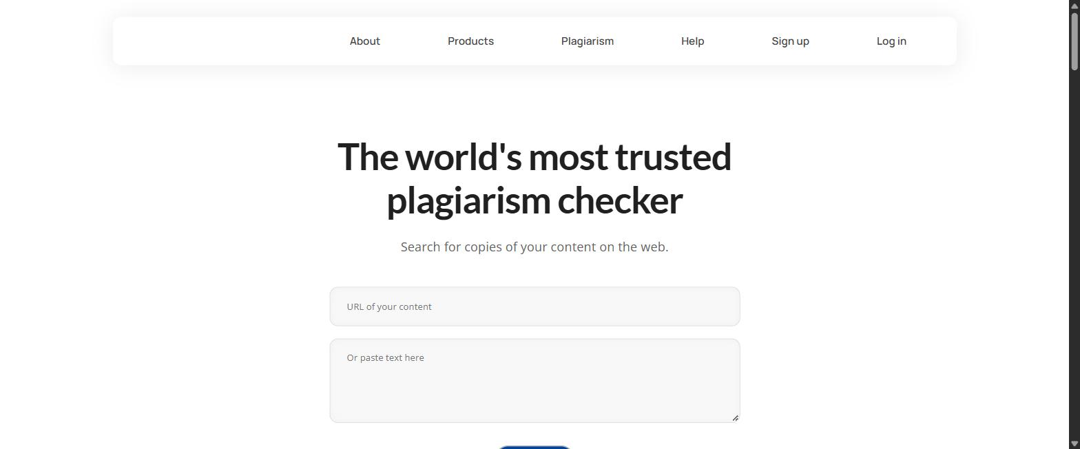 Copyscape plagiarism search interface