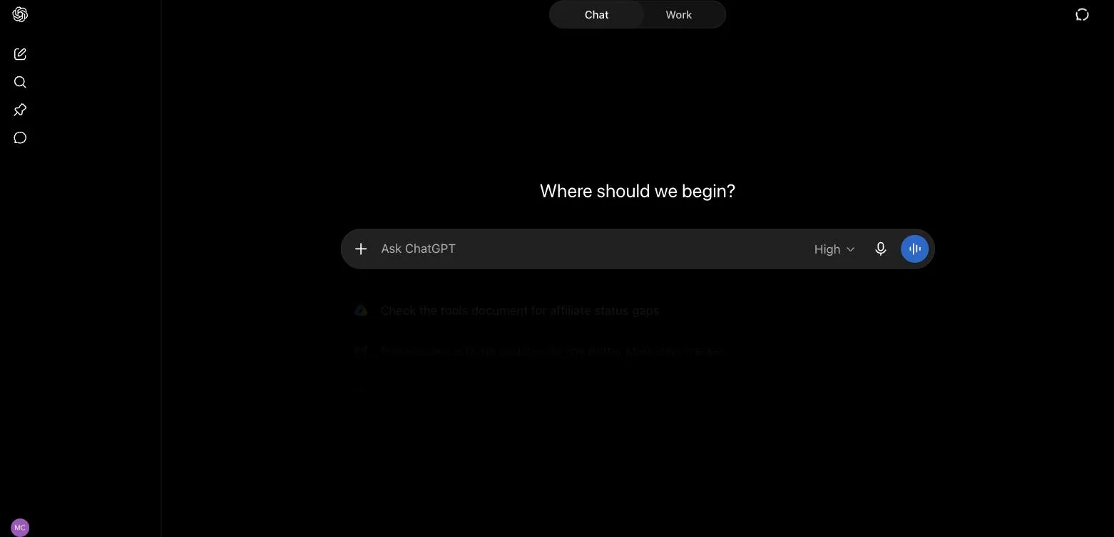 ChatGPT chat interface