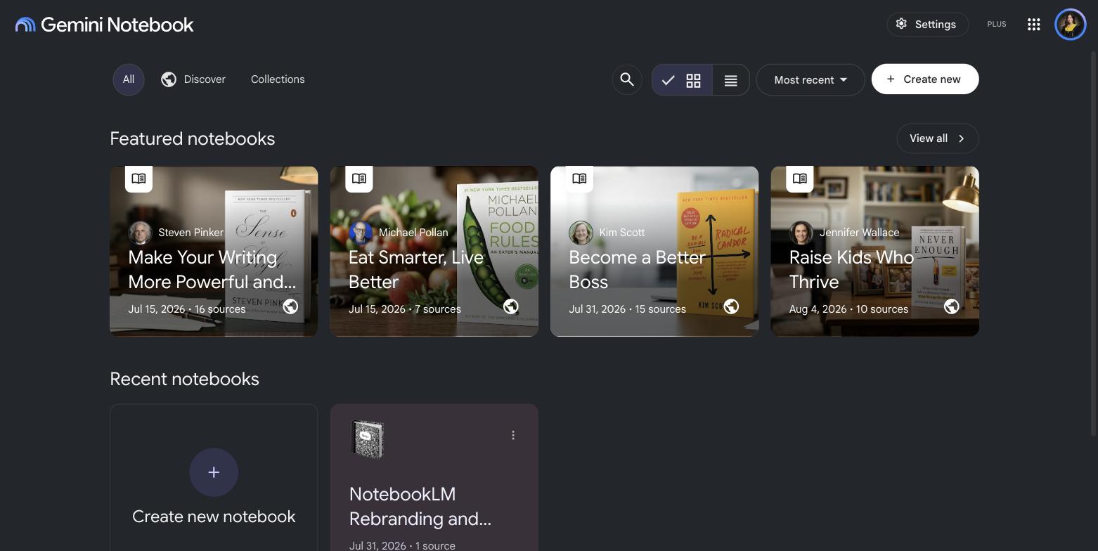 Gemini Notebook dashboard