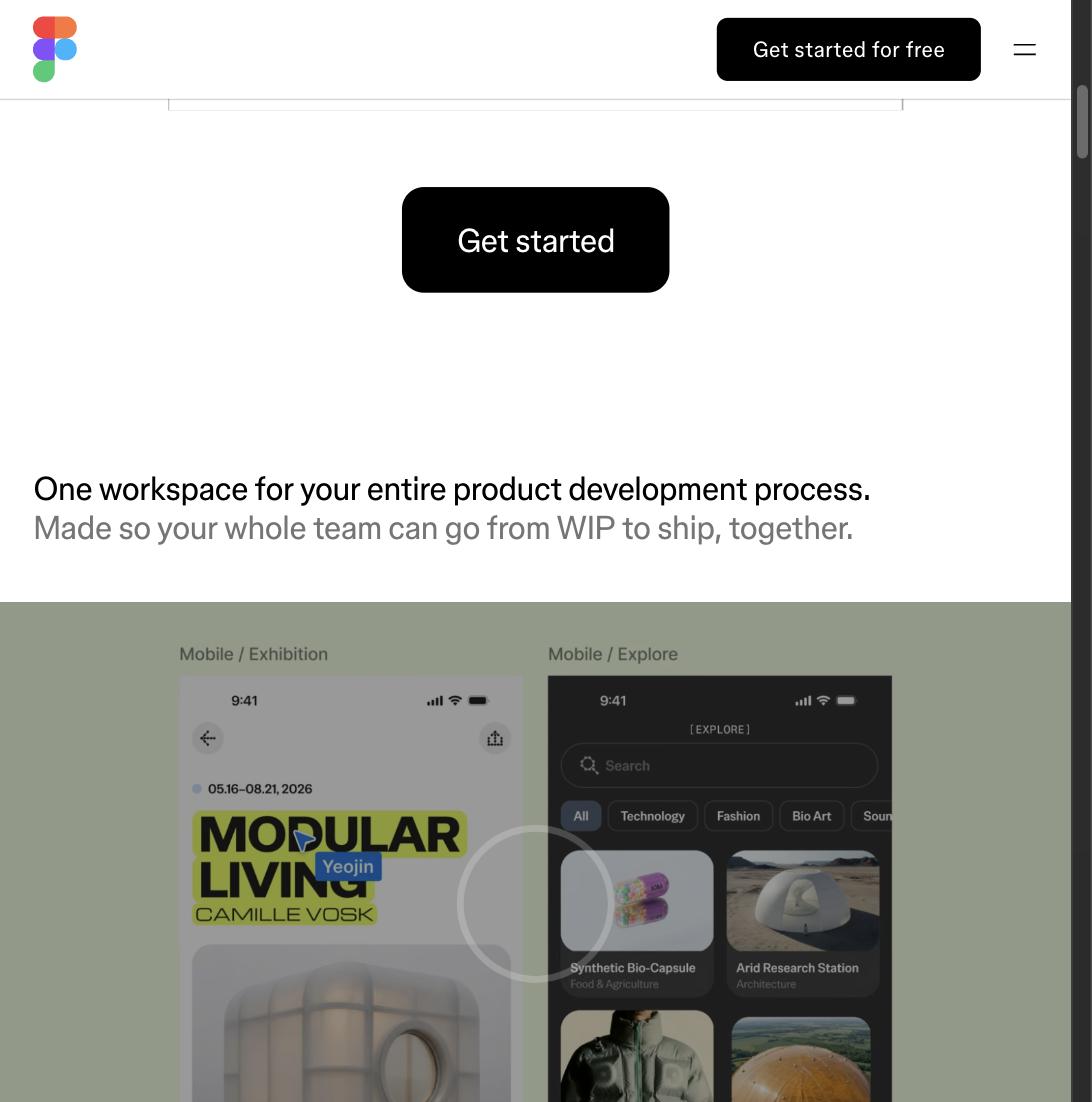 Figma workspace showing multiple mobile app frames with a live collaborator cursor labeled Yeojin