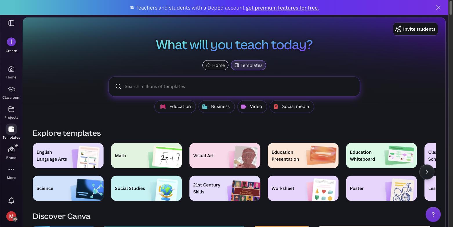 Canva template gallery