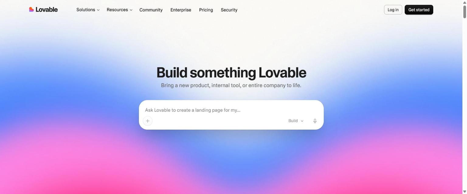 Lovable home page with a prompt box that says Build something Lovable